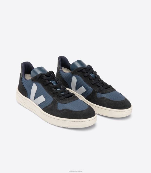 Schuhe VHJD62 Männer Veja V-10 Ripstop Nautico Oxford Grau Schwarz