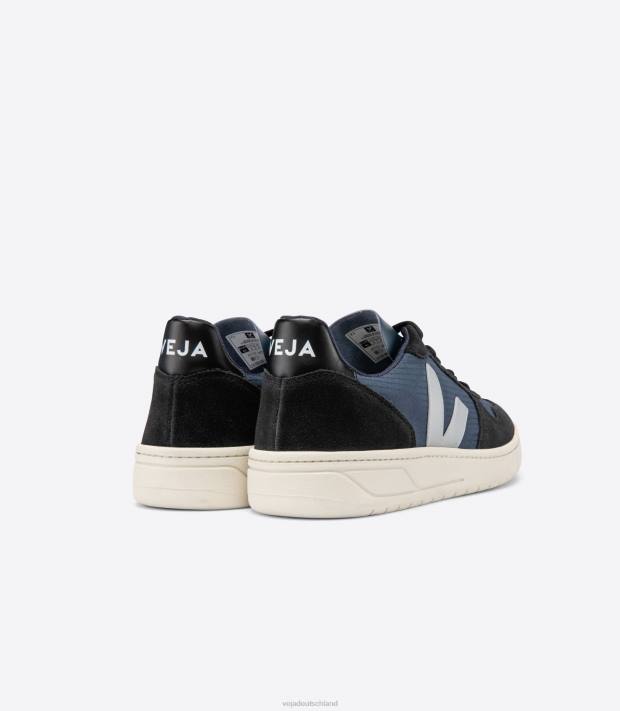 Schuhe VHJD62 Männer Veja V-10 Ripstop Nautico Oxford Grau Schwarz