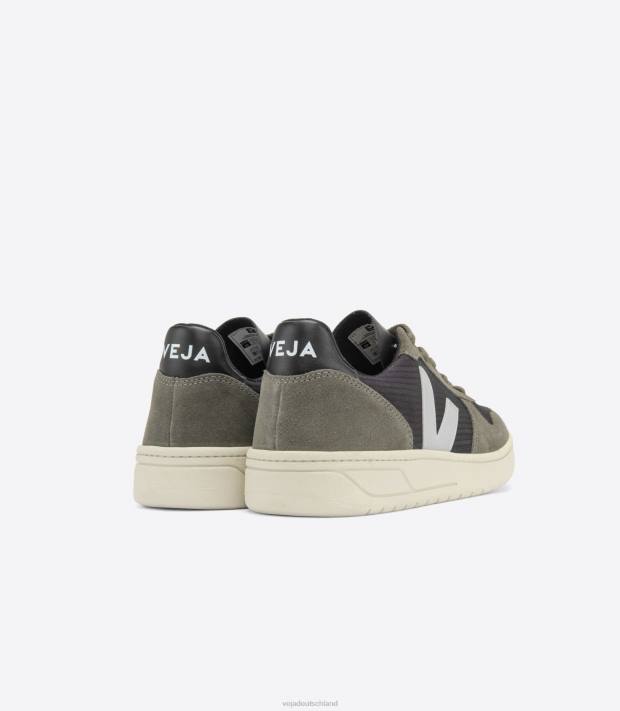 Schuhe VHJD63 Männer Veja V-10 Ripstop, schwarzer Oxford-Grauschlamm