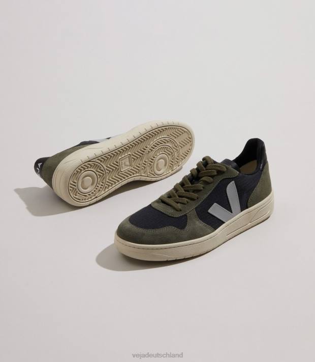 Schuhe VHJD63 Männer Veja V-10 Ripstop, schwarzer Oxford-Grauschlamm