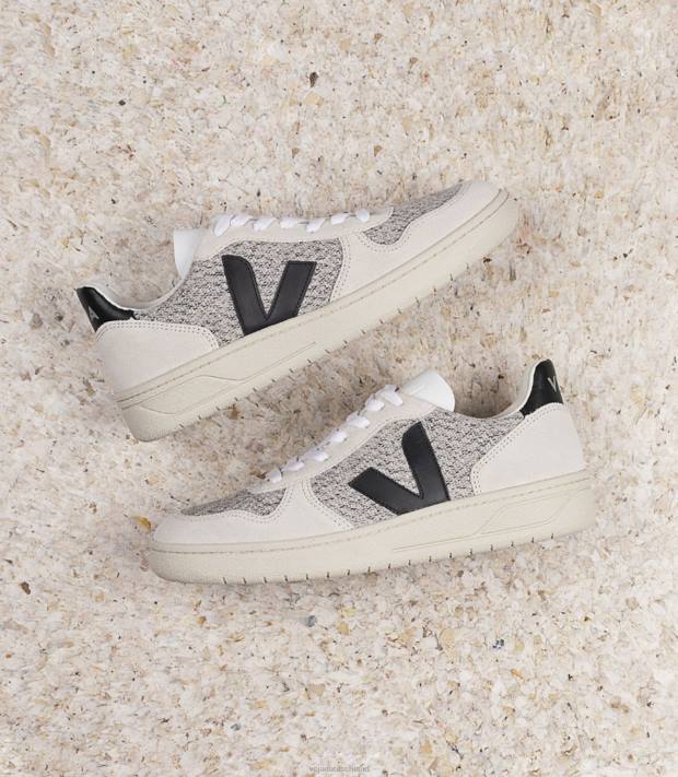 Schuhe VHJD67 Männer Veja V-10 Flanell schneeschwarz