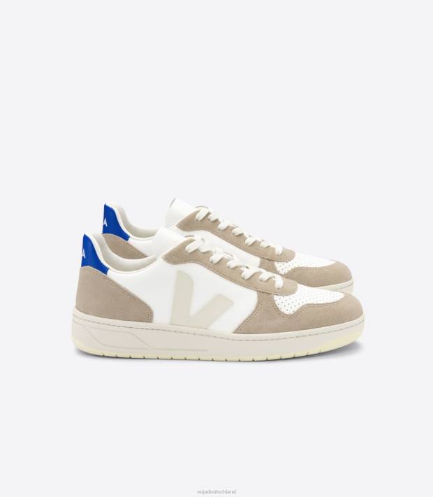 Schuhe VHJD68 Männer Veja V-10 chromfreies Leder, weißes Sahara-Paros