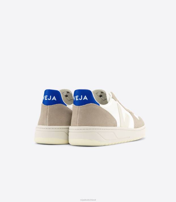 Schuhe VHJD68 Männer Veja V-10 chromfreies Leder, weißes Sahara-Paros