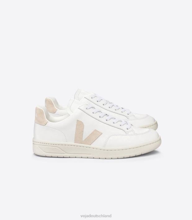 Schuhe VHJD25 Männer Veja V-12-Leder, weißer Zobel