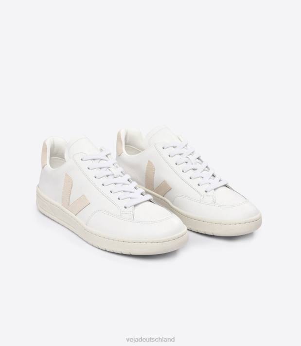 Schuhe VHJD25 Männer Veja V-12-Leder, weißer Zobel