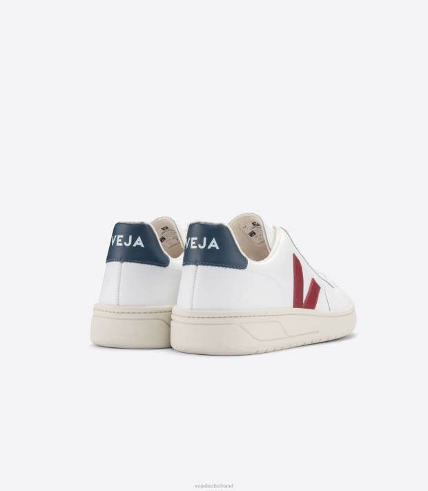 Schuhe VHJD27 Männer Veja V-12 Leder weiß Marsala Nautico