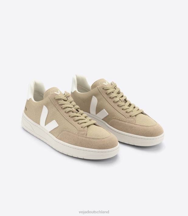 Schuhe VHJD29 Männer Veja V-12 veganes Alveomesh-Dünenweiß