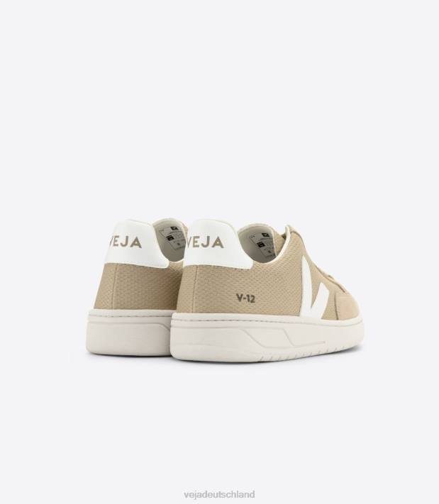 Schuhe VHJD29 Männer Veja V-12 veganes Alveomesh-Dünenweiß