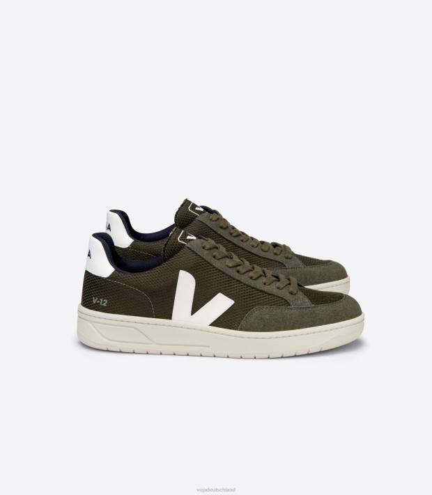 Schuhe VHJD30 Männer Veja v-12 veganes B-Mesh olivweiß