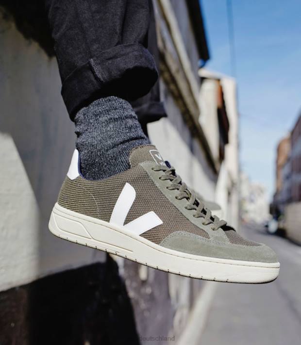 Schuhe VHJD30 Männer Veja v-12 veganes B-Mesh olivweiß