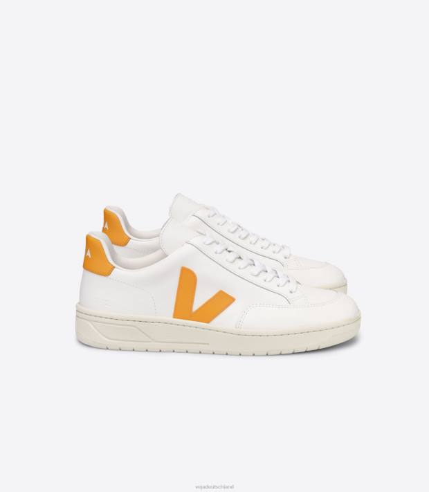Schuhe VHJD32 Männer Veja V-12 Leder weiß Ouro