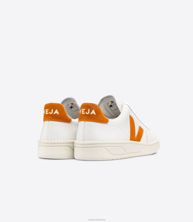 Schuhe VHJD36 Männer Veja V-12-Leder, weißer Kürbis