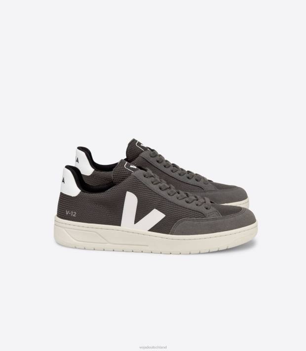 Schuhe VHJD37 Männer Veja V-12 veganes B-Mesh-Grafitweiß