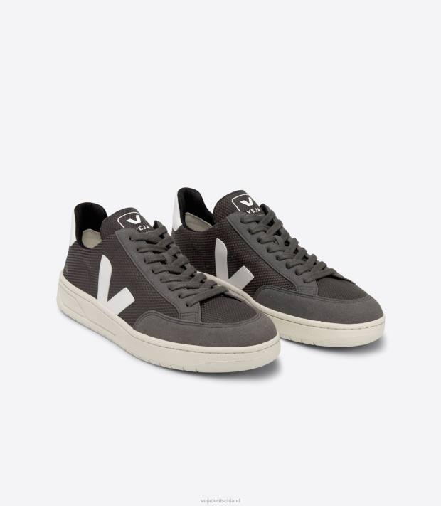 Schuhe VHJD37 Männer Veja V-12 veganes B-Mesh-Grafitweiß