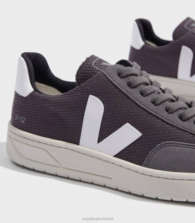 Schuhe VHJD37 Männer Veja V-12 veganes B-Mesh-Grafitweiß