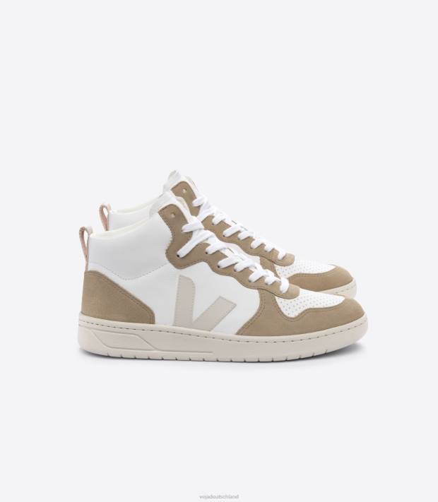 Schuhe VHJD80 Männer Veja V-15 chromfreies Leder weiß Pierre Sahara