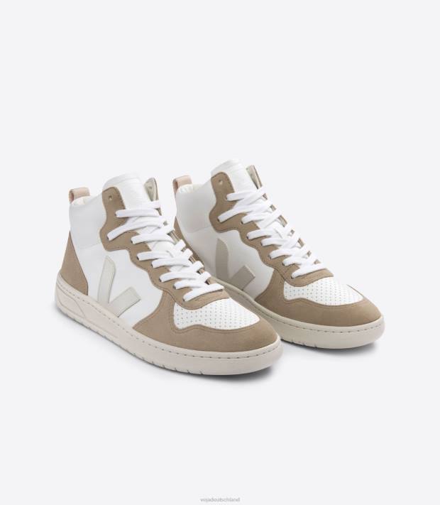Schuhe VHJD80 Männer Veja V-15 chromfreies Leder weiß Pierre Sahara