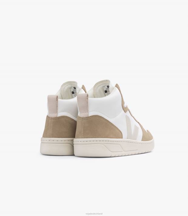 Schuhe VHJD80 Männer Veja V-15 chromfreies Leder weiß Pierre Sahara