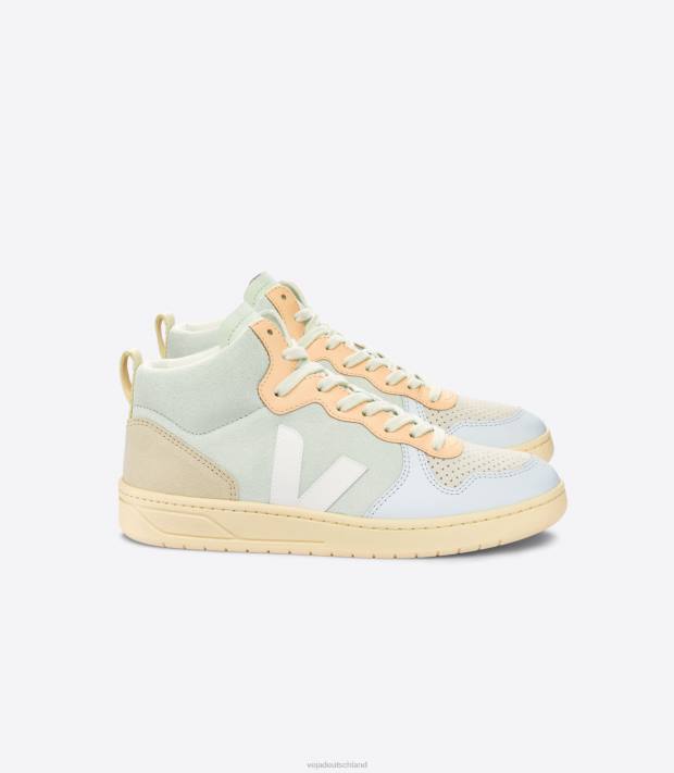 Schuhe VHJD82 Männer Veja V-15 Wildleder Jadeweiß Multico