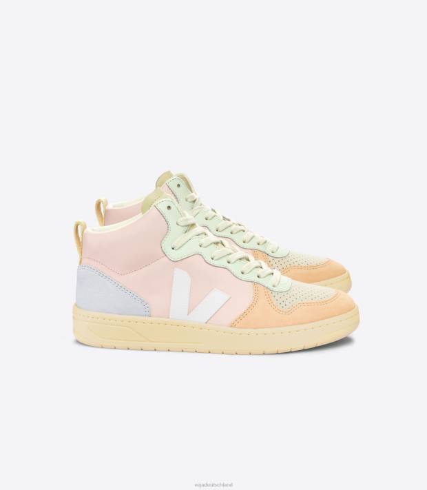 Schuhe VHJD86 Männer Veja V-15 Leder, Blütenblattweiß, Multico