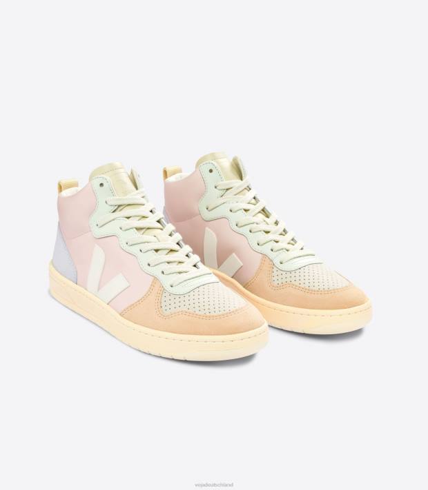 Schuhe VHJD86 Männer Veja V-15 Leder, Blütenblattweiß, Multico