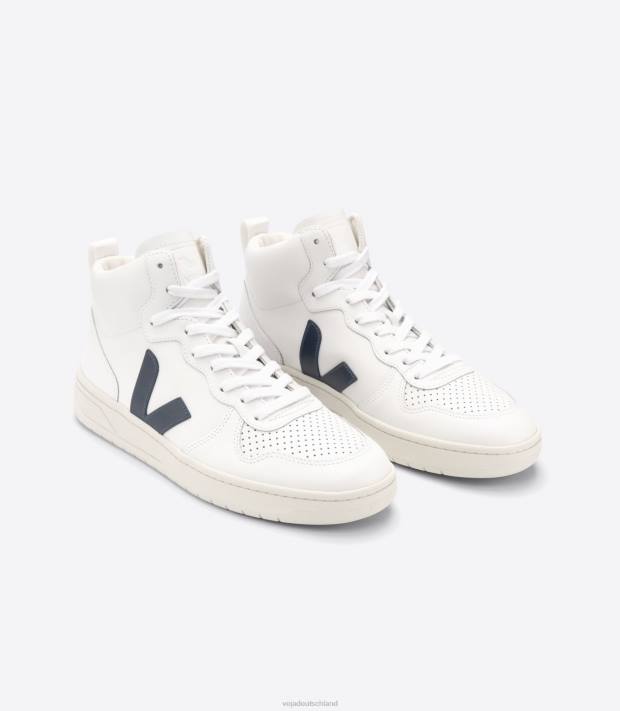 Schuhe VHJD87 Männer Veja V-15 Leder weiß Nautico