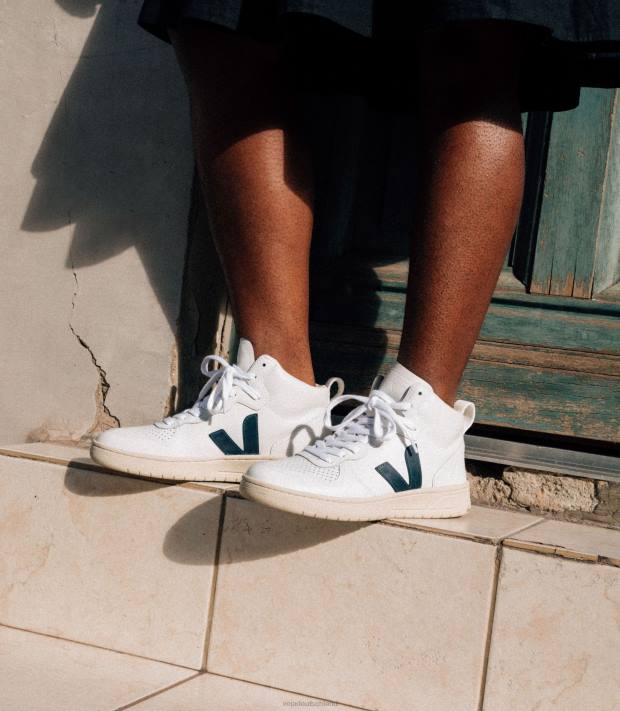 Schuhe VHJD87 Männer Veja V-15 Leder weiß Nautico