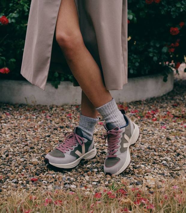 Schuhe VHJD183 Männer Veja Venturi-Wildleder, Kaki-Zobel-Oxford-Grau